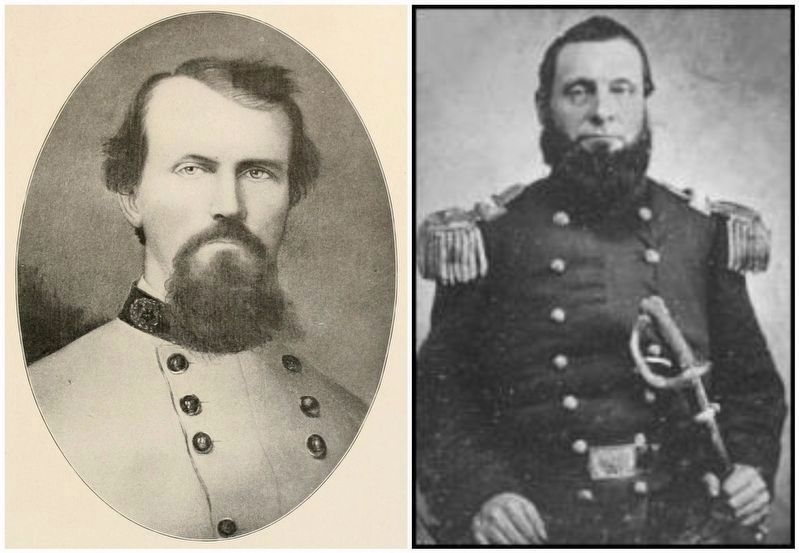 Portraits of Major Gen. Nathan Bedford Forrest (left) & (then Col.) Abel Delos Streight. image. Click for full size.