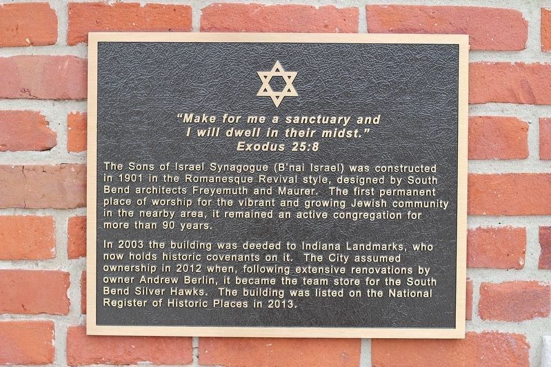 The Sons of Israel Synagogue Marker image. Click for full size.
