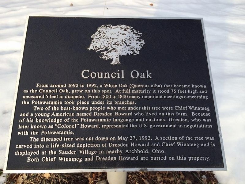 Council Oak/Col. D.W.H. Howard Marker image. Click for full size.