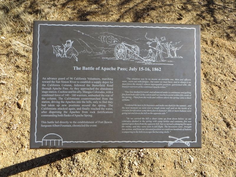 The Battle of Apache Pass; July 15-16, 1862 Marker image. Click for full size.