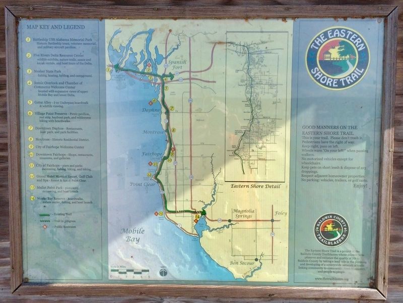 Eastern Shore Trail Map by the Baldwin County Trailblazers. image. Click for full size.