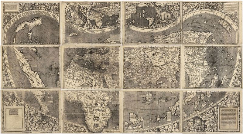 <i>Universalis Cosmographia, </i>Waldseemller's 1507 world map. image. Click for full size.