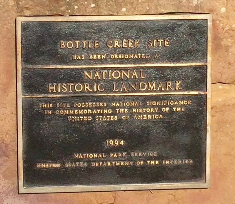 Bottle Creek Site plaque.. Click for full size. Bottle Creek Site plaque. image. Click for full size.