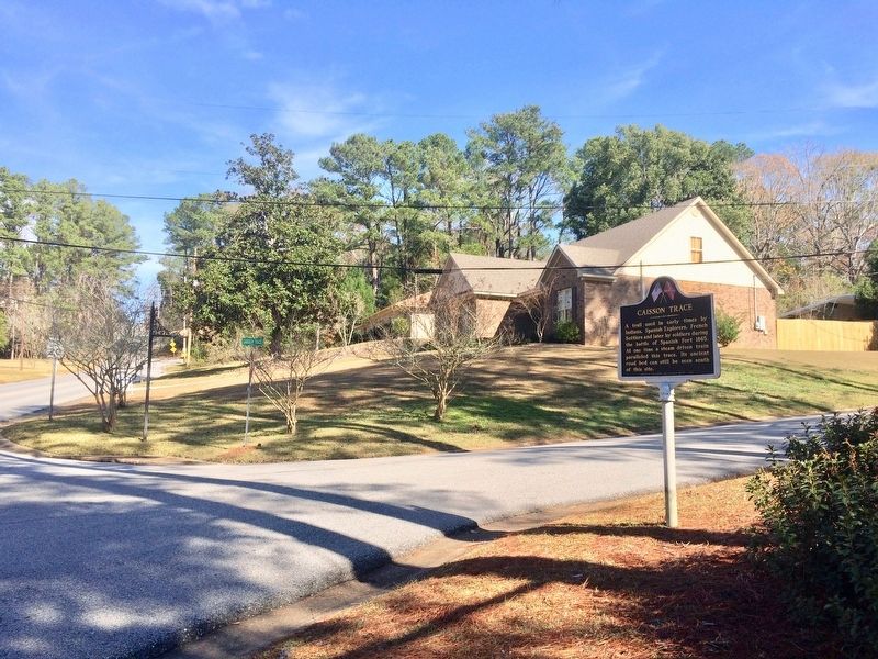 Caisson Trace Marker at corner of Spanish Main Street and Caisson Trace. image. Click for full size.