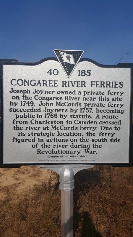 Congaree River Ferries Marker image. Click for full size.