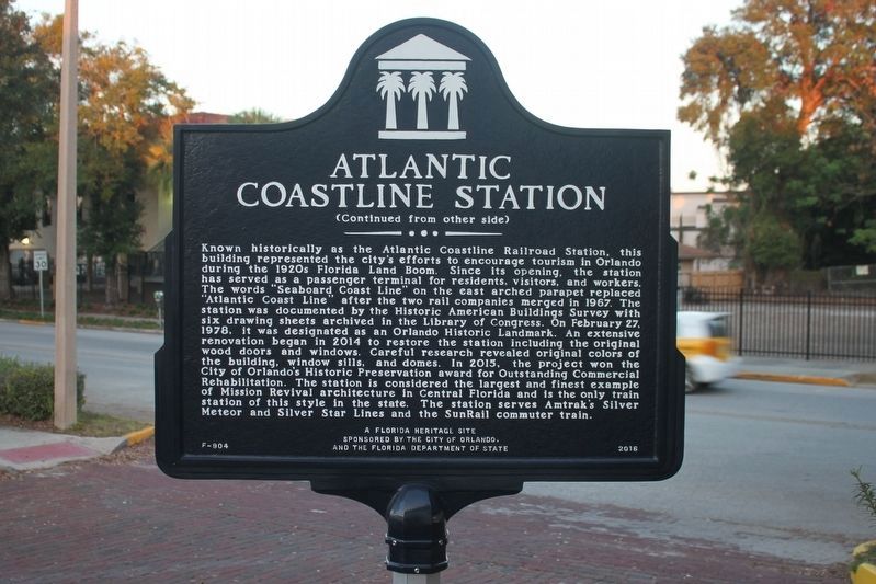 Atlantic Coastline Station Marker (side 2) image. Click for full size.