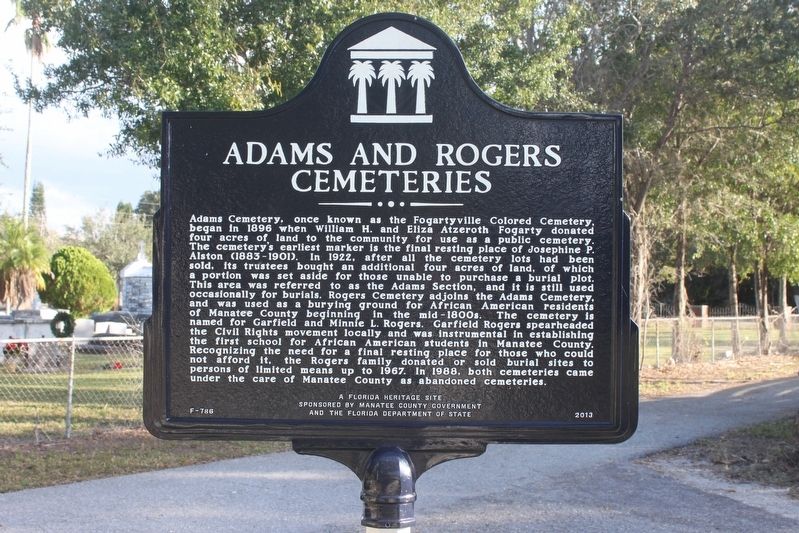 Adams and Rogers Cemeteries Marker image. Click for full size.