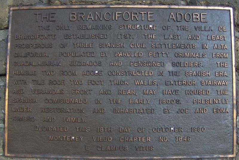 The Branciforte Adobe Marker. Click for full size. The Branciforte Adobe Marker image. Click for full size.