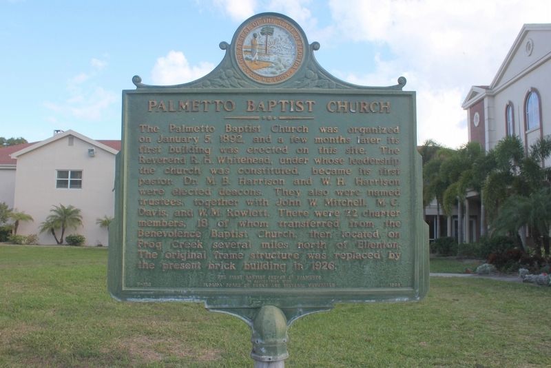 Palmetto Baptist Church side of Marker image. Click for full size.