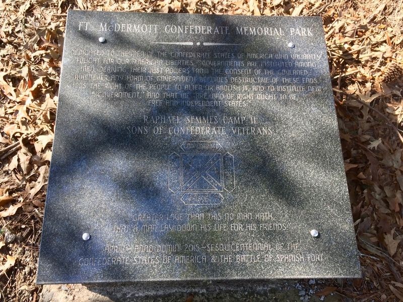 Ft. McDermott Confederate Memorial Park Marker. Click for full size. Ft. McDermott Confederate Memorial Park Marker image. Click for full size.