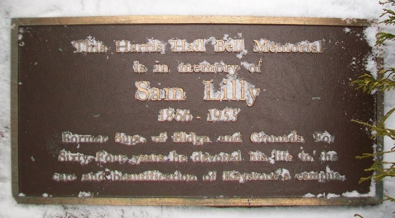 Harris Hall Bell Memorial Marker. Click for full size. Harris Hall Bell Memorial Marker image. Click for full size.