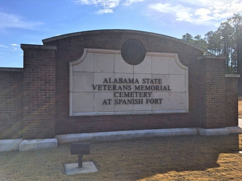 Alabama State Veterans Memorial Cemetery at Spanish Fort entrance. image. Click for full size.