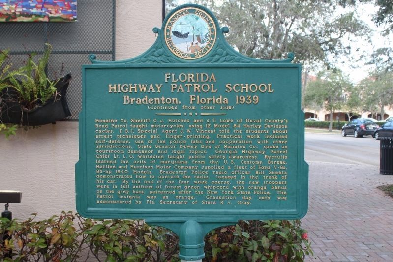 Florida Highway Patrol School Marker (side 2) image. Click for full size.