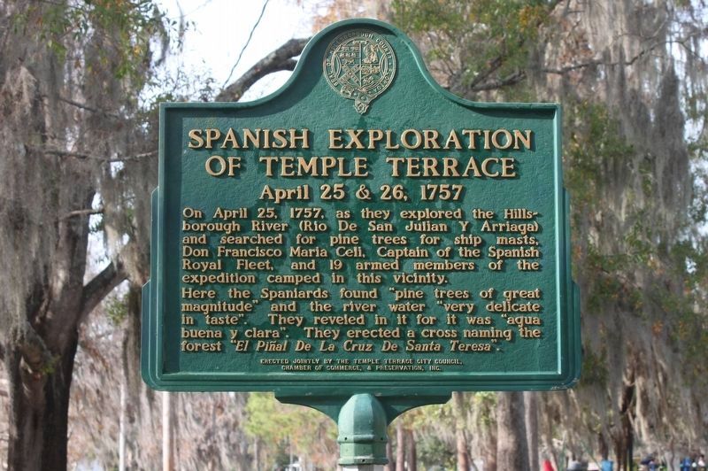 Spanish Exploration of Temple Terrace Marker image. Click for full size.