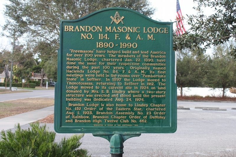 Brandon Masonic Lodge No. 114, F.&A.M. Marker image. Click for full size.