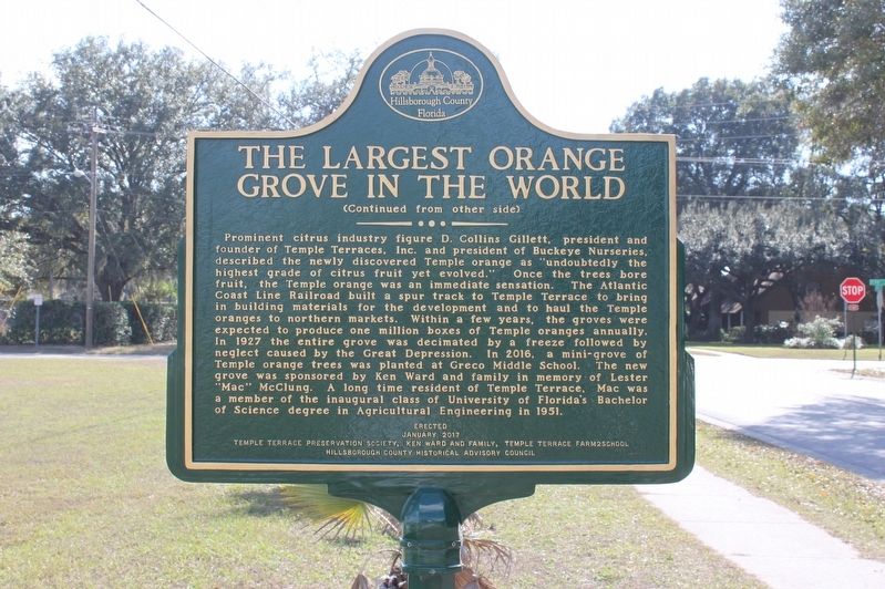 The Largest Orange Grove in the World Marker Side 2 image. Click for full size.