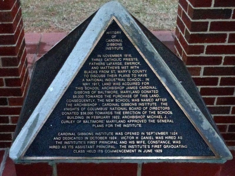Cardinal Gibbons Institute Marker image. Click for full size.