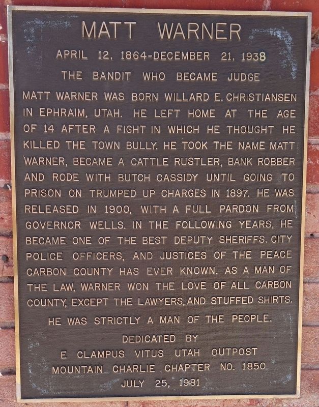 Matt Warner Marker. Click for full size. Matt Warner Marker image. Click for full size.