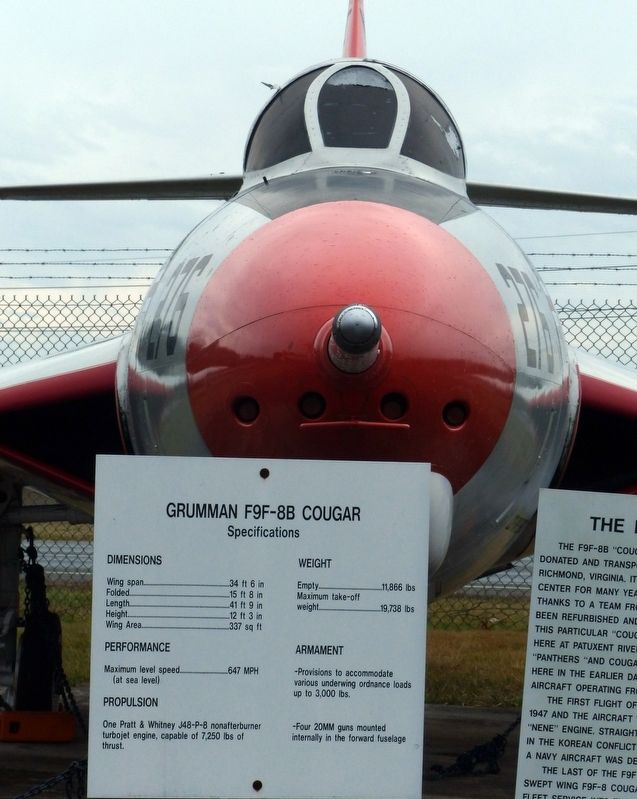 The F9F-8B “Cougar” Marker - Specifications image. Click for full size.