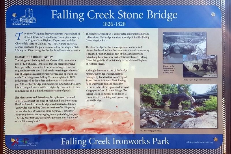 Faling Creek Stone Bridge Marker. Click for full size. Faling Creek Stone Bridge Marker image. Click for full size.