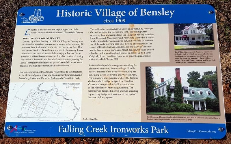 Historic Village of Bensley Marker image. Click for full size.