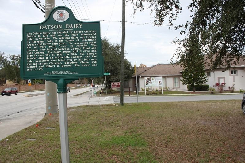 St. Mary's Missionary Baptist Church/Datson Dairy Marker with church in background image. Click for full size.