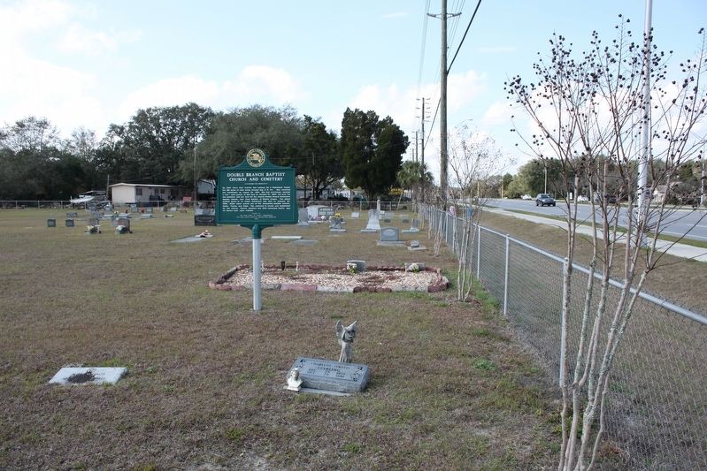 Double Branch Baptist Church and Cemetery Marker in cemetery image. Click for full size.