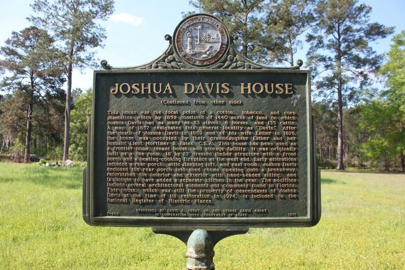 Joshua Davis House Marker Side 2 image. Click for full size.