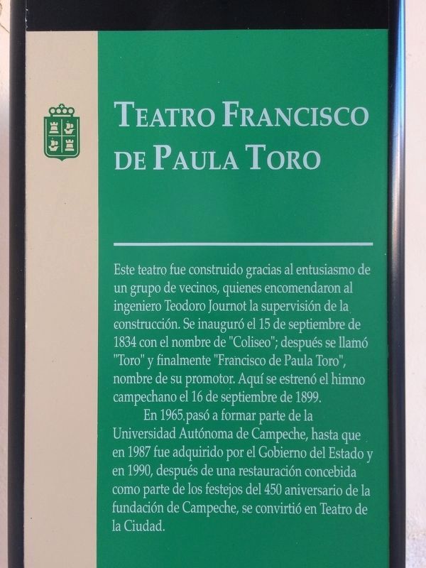 Additional Francisco de Paulo Toro Theater Marker image. Click for full size.