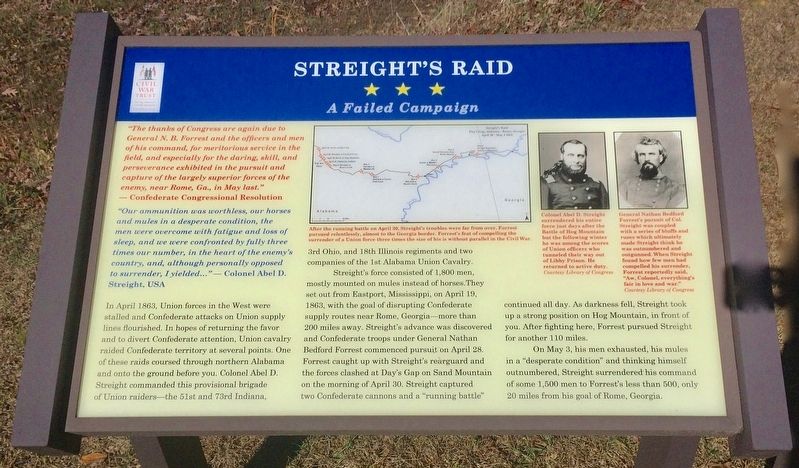 Streights Raid — A Failed Campaign Marker image. Click for full size.