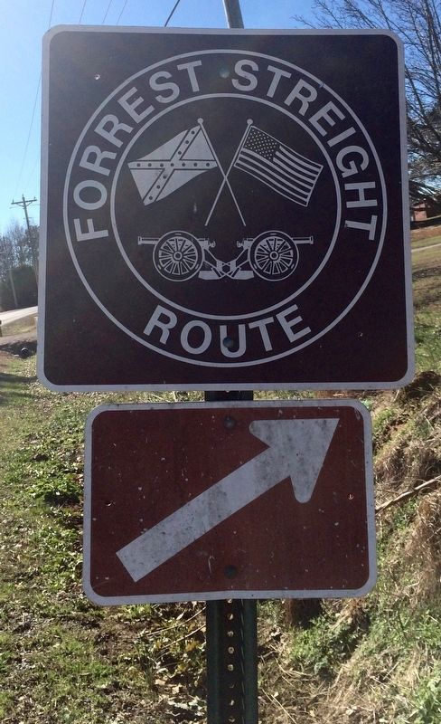 One of many marker noting the route of the area actions.. Click for full size. One of many marker noting the route of the area actions. image. Click for full size.