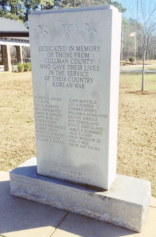 Cullman County Korean War Memorial. Click for full size. Cullman County Korean War Memorial image. Click for full size.