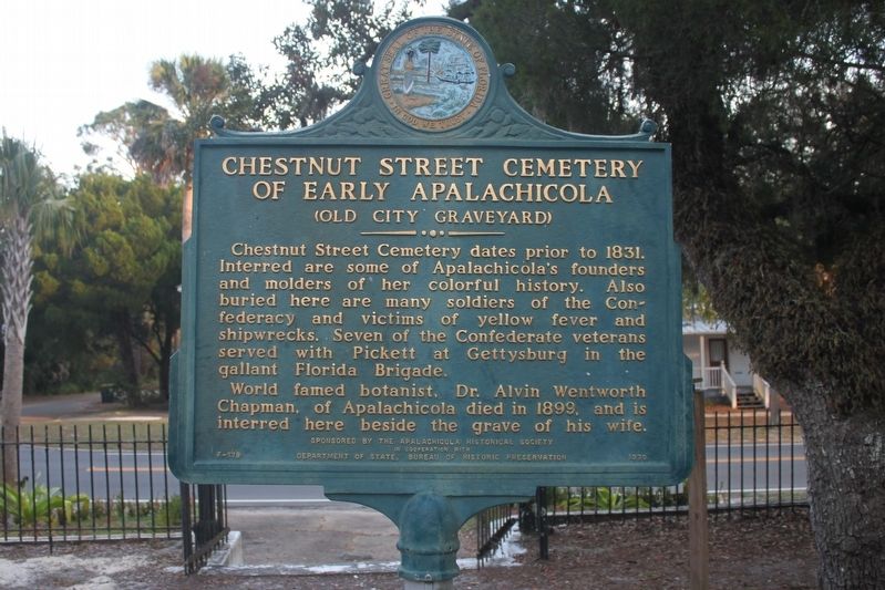 Chestnut Street Cemetery of Early Apalachicola Marker image. Click for full size.