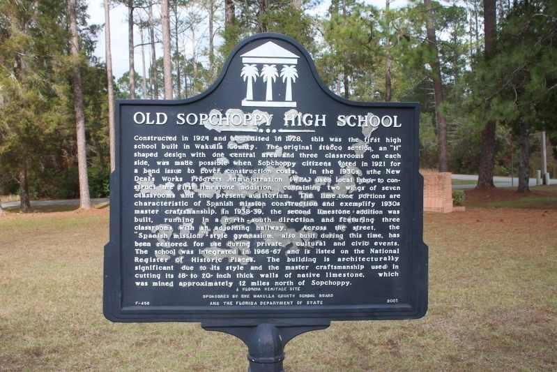 Old Sopchoppy High School Marker image. Click for full size.
