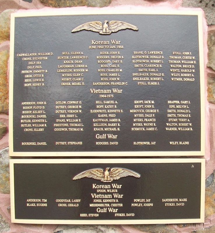Korean War, Vietnam War, Gulf War Memorial Marker image. Click for full size.