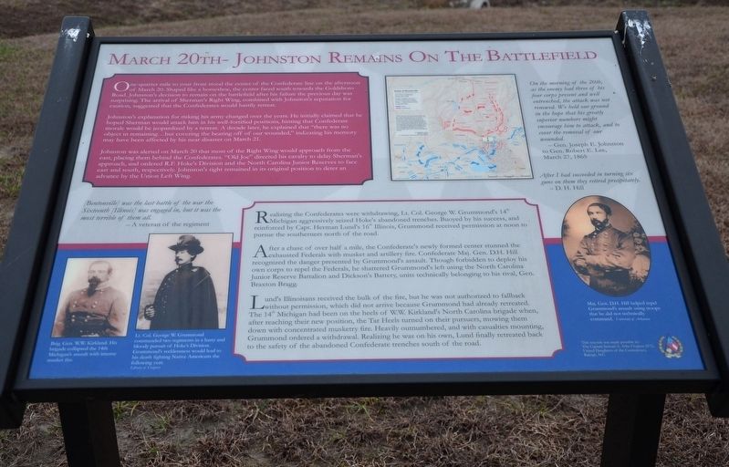 March 20th - Johnston Remains on the Battlefield Marker image. Click for full size.