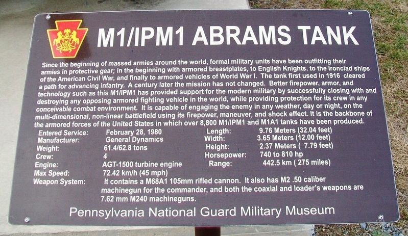 M1/IPM1 Abrams Tank Marker image. Click for full size.