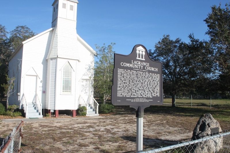LaGrange Community Church Marker and church image. Click for full size.