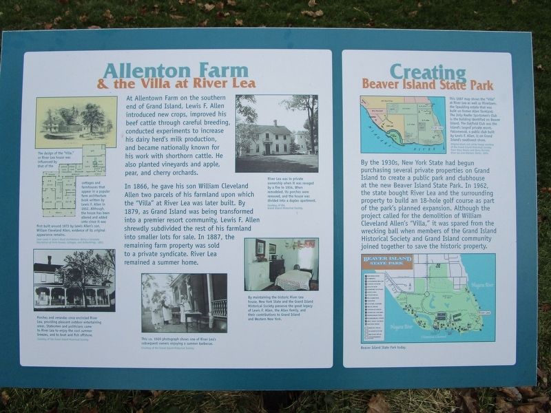 Allenton Farm/Creating Beaver Island State Park Marker. Click for full size. Allenton Farm/Creating Beaver Island State Park Marker image. Click for full size.