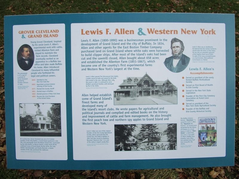 Grover Cleveland & Grand Island/Lewis F. Allen & Western New York Marker image. Click for full size.