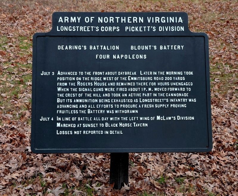Blount's Battery - Dearing's Battalion Marker image. Click for full size.
