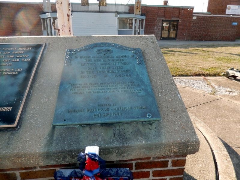 Two World Wars Veterans Memorial Marker. Click for full size. Two World Wars Veterans Memorial Marker image. Click for full size.