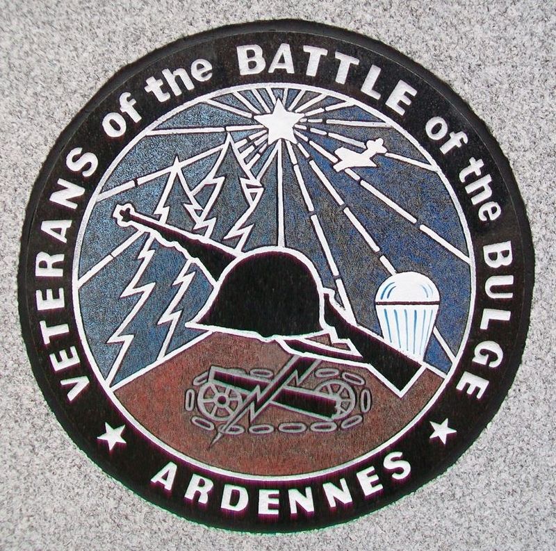 Veterans of the Battle of the Bulge Emblem on Memorial image. Click for full size.