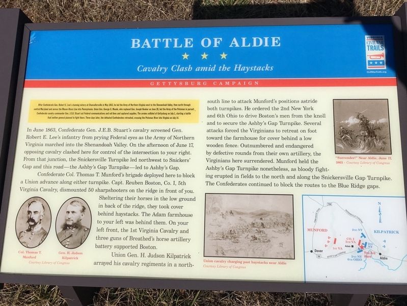 Battle of Aldie Marker image. Click for full size.