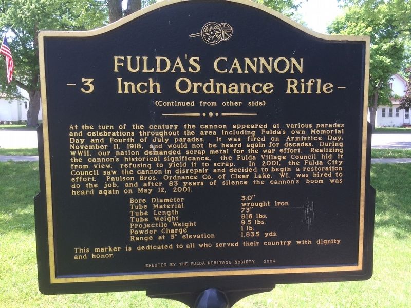 Fulda's Cannon Marker (back) image. Click for full size.