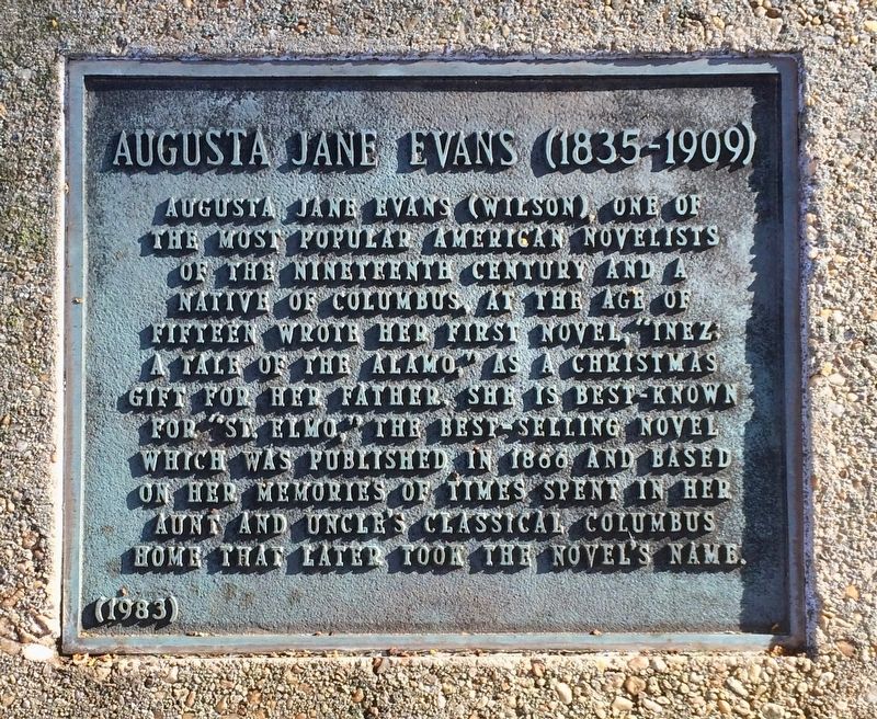 Augusta Jane Evans (1835-1909) Marker. Click for full size. Augusta Jane Evans (1835-1909) Marker image. Click for full size.
