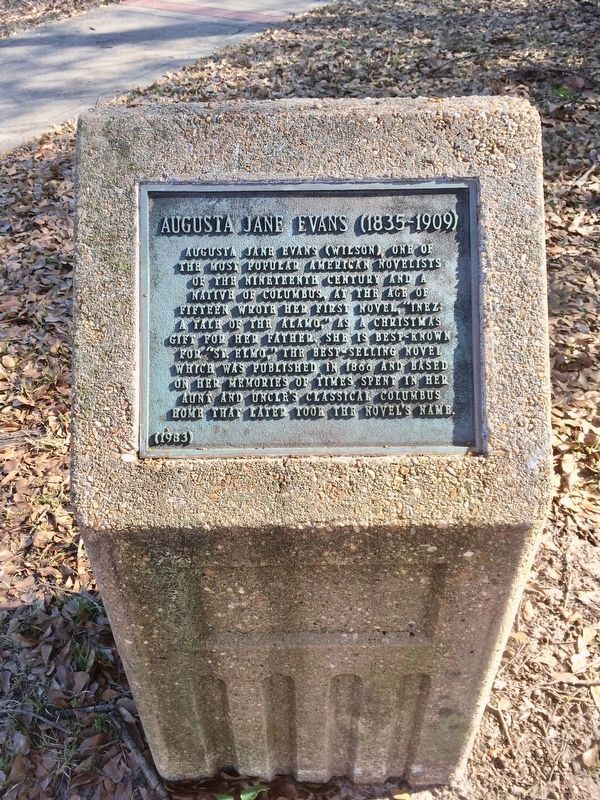Augusta Jane Evans marker & monument.. Click for full size. Augusta Jane Evans marker & monument. image. Click for full size.