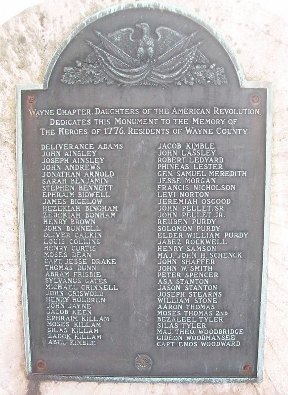 Heroes of 1776-Residents of Wayne County Marker. Click for full size. Heroes of 1776-Residents of Wayne County Marker image. Click for full size.