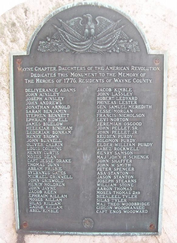Heroes of 1776-Residents of Wayne County Marker image. Click for full size.