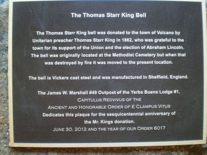 Thomas Starr King Bell Marker image. Click for full size.